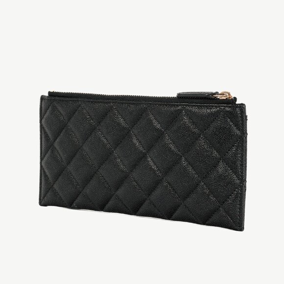 Chanel Black Caviar Leather Quilted Boy Zip Pouch - Picture 3 of 11